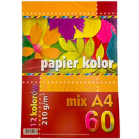 Papier A4 kolorowy mix 12 kol. 210g (60ark) KRESKA