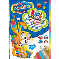 Blok techniczny szkolny A4 kolorowy + zota i srebrna kratka 10 kartek 170g BAMBINO