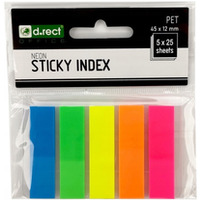 Zakadki indeksujce 45x12mm D.RECT 5x25 sztuk do organizacji dokumentw 009354