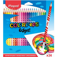 Kredki trjktne cieralne z gumk 24 kolory OOPS 832824 COLORPEPS MAPED