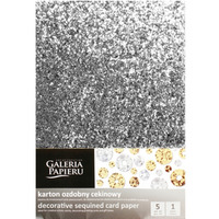 Karton ozdobny cekinowy A4 srebrny 210g. (5ark.) 208505 Galeria Papieru