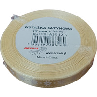 Wstka satynowa Boe Narodzenie 12mm/22m zota WSX12-6 BREWIS