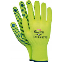 Rkawice REIS RNYDO-FLUO SE poliestrowe nakrapiane pcv seledynowe fluorescencyjne roz.8/M