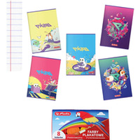 Zestaw Zeszyt A5 60k linia 70g EKIPA (5 sztuk) + Farby plakatowe 8 kolorw HERLITZ