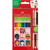 Kredki owkowe trjktne 12 kolorw +3 kredki dwustronne odcienie skry 511514 Faber- Castell
