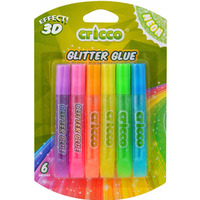 Klej brokatowy neonowy 10g. 6 kolorów CRICCO 3D CR950B6