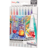 Pisak BRUSH SIGN PEN TWIN LANDSCAPE kpl. 8szt. SESW30C-8LS PENTEL