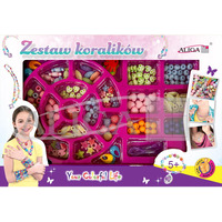 Zestaw koralikw plastikowych mix kolorw i ksztatw op. ok. 150szt.+2x 120cm yka PJ-1978 ALIGA