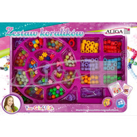 Zestaw koralikw plastikowych mix kolorw i ksztatw op. ok. 170szt.+2x 120cm yka PJ-1985 ALIGA