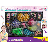 Zestaw koralikw plastikowych mix kolorw i ksztatw op. ok. 275szt.+2x 120cm yka PJ-2029 ALIGA