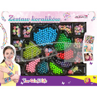 Zestaw koralikw plastikowych mix kolorw i ksztatw op. ok. 450szt.+2x 120cm yka PJ-2012 ALIGA