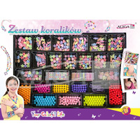 Zestaw koralikw plastikowych mix kolorw i ksztatw op. ok. 650szt.+2x 120cm yka PJ-2005 ALIGA